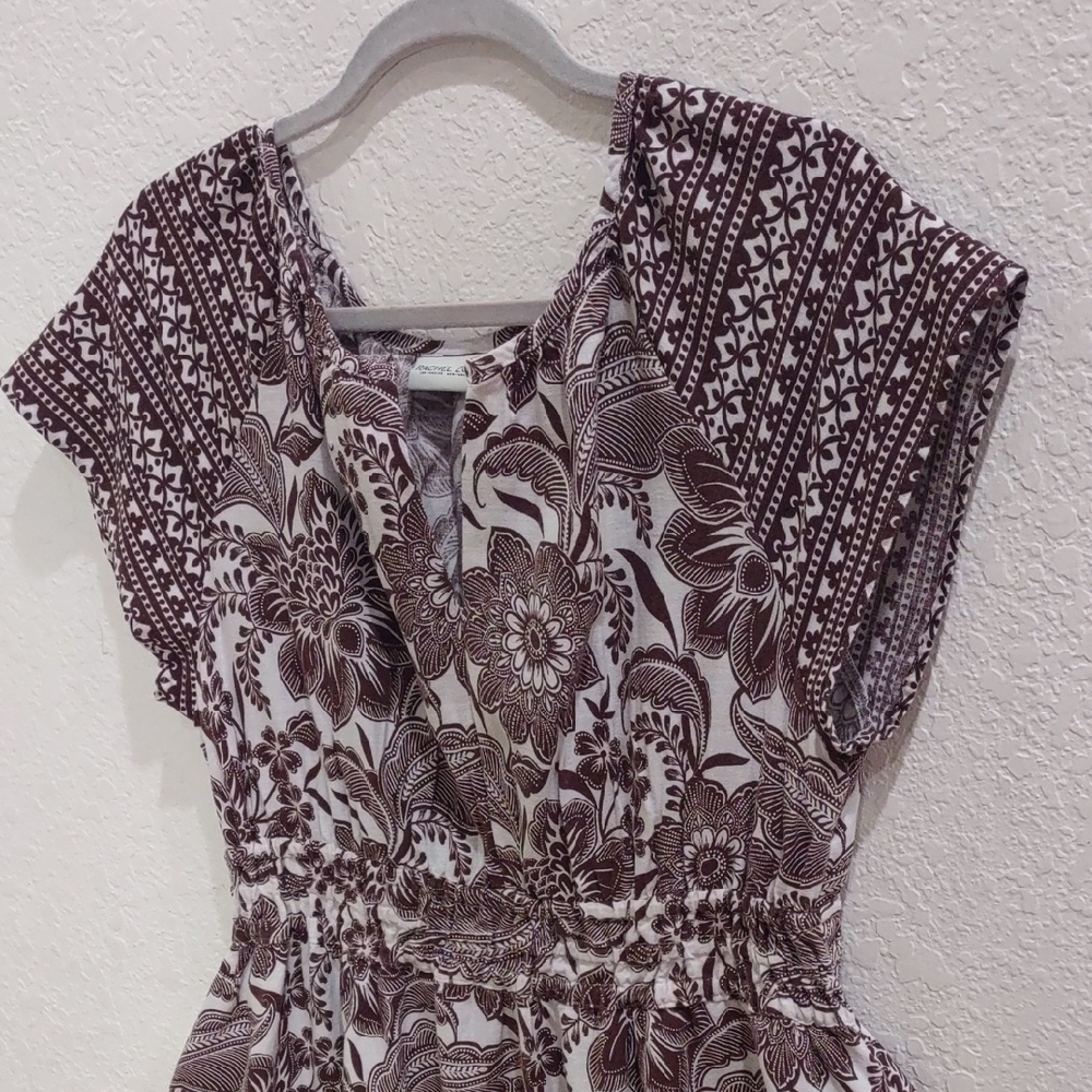 Rachel Zoe Floral Patterned Dress in Brown and White, Size L. - Picture 8 of 17